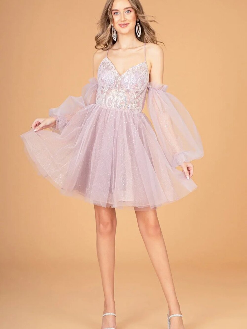 NEW MAUVE Sequin & Mesh Cocktail Dress Formal Elegant Stunning GS3095